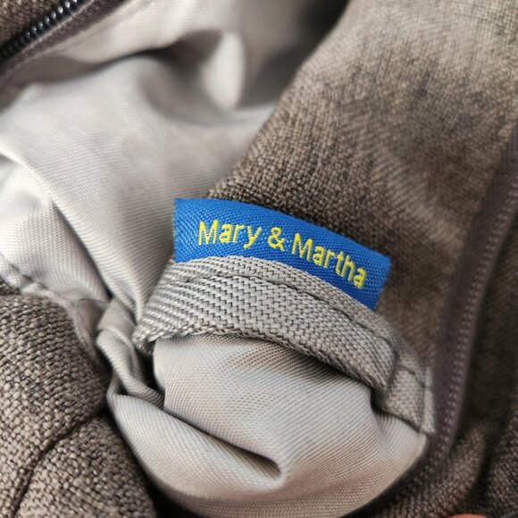 Mary & Martha Embroidered Tote Bag – Zippered Closure – Gray & Gold - Picture 6 of 10